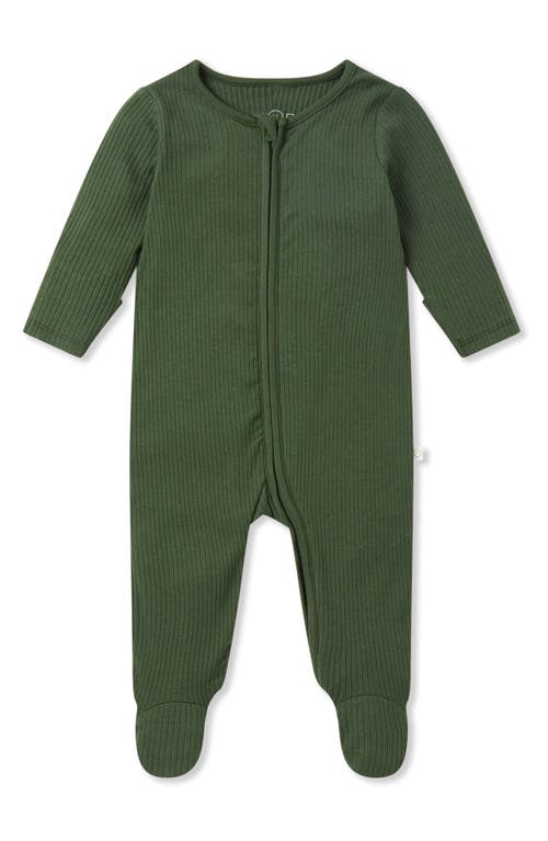 MORI Clever Zip Footie in Ribbed Pine at Nordstrom, Size Newborn