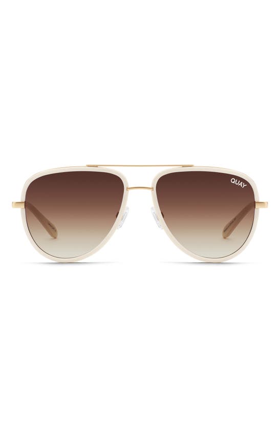 Quay All In 54mm Aviator Sunglasses In White/ Brown