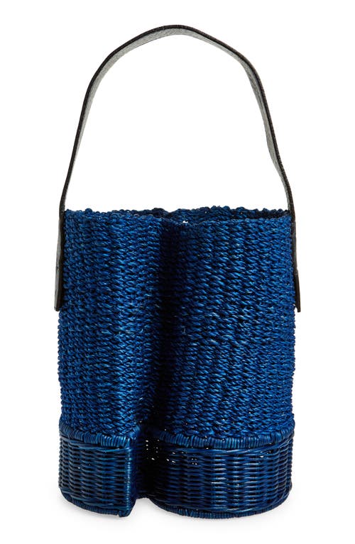 Small S-Basket Woven Raffia in Blue