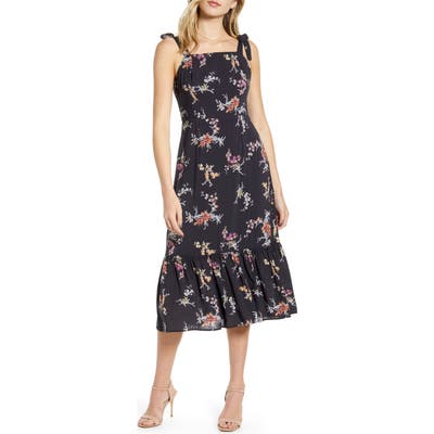 Paige Tolucah Floral Midi Sundress, Black