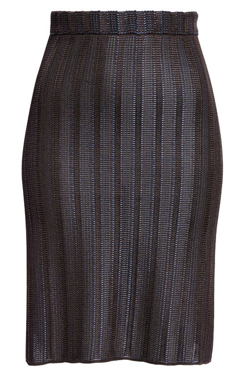 Ferragamo Stripe Jacquard Knit Skirt In Expresso/cobalt/l