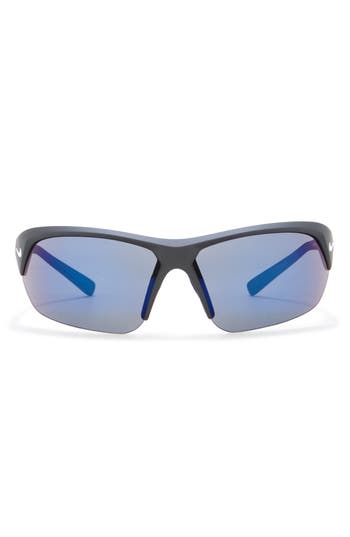 Shop Nike Skylon Ace Square Sunglasses In Matte Black/grey Blue Mirro
