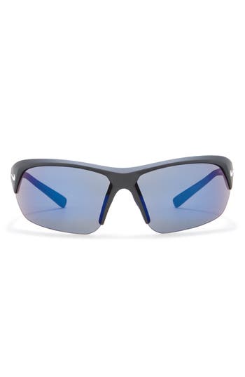 Nike Skylon Ace Square Sunglasses In Matte Black/grey Blue Mirro
