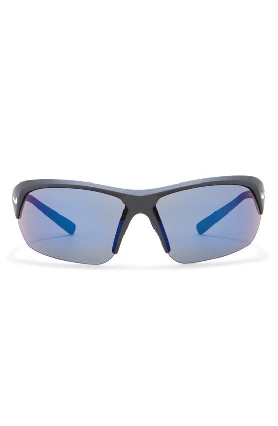 Nike Skylon Ace Square Sunglasses In Matte Black/ Grey Blue Mirro