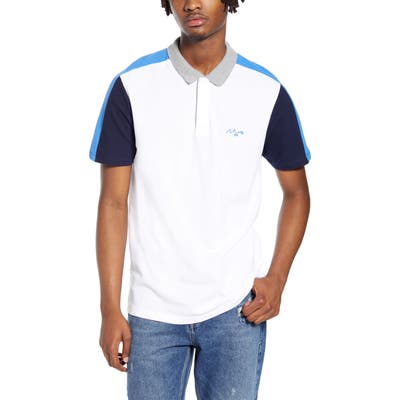 Topman Slim Fit Colorblock Pique Polo, White