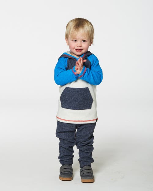 Shop Deux Par Deux Baby Boy's Super Soft Hooded Top And Brushed Jersey Pant Set Navy In Peacoat