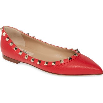 Valentino Garavani Rockstud Ballerina Flat - Red