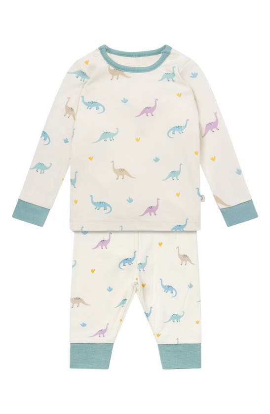 Shop Mori Dino Print Two-piece Fitted Pajamas