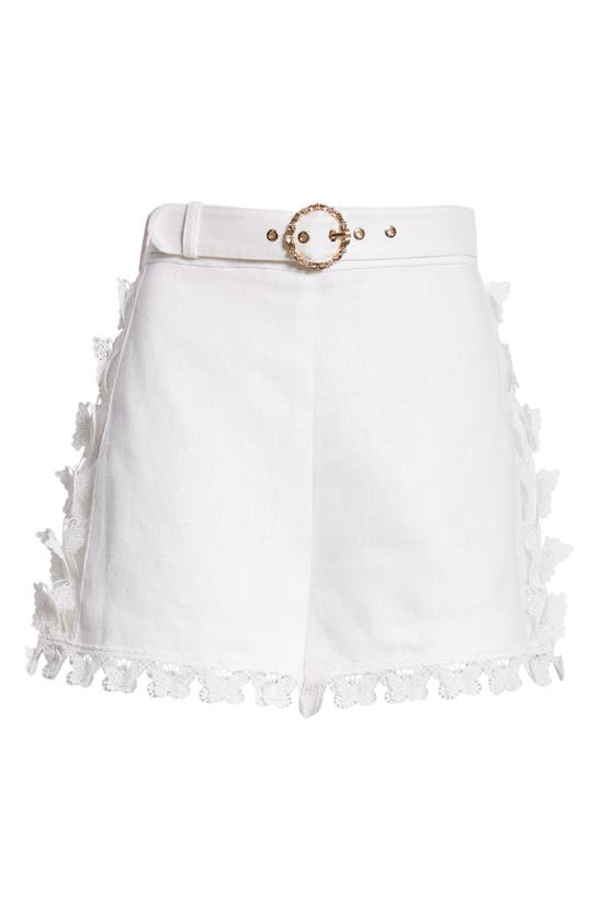 Shop Zimmermann Butterfly High Waist Linen Shorts In Natural