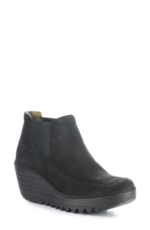 Shop Fly London Yofi Wedge Chelsea Boot In Black Cupido