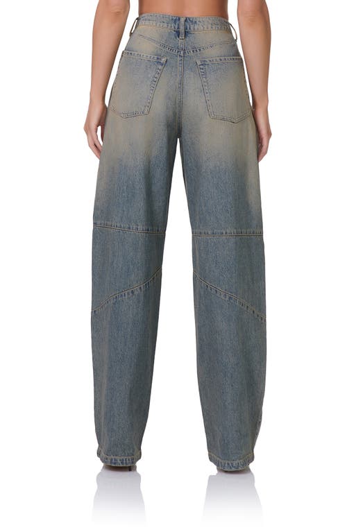 Shop Afrm Ajax Barrel Leg Jeans In Tinted Grunge Wash