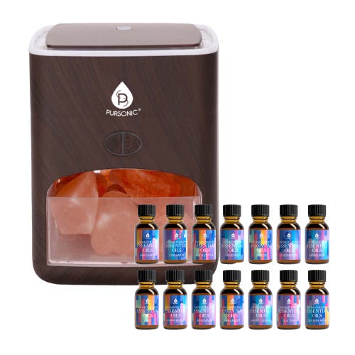 Pursonic Himalayan Salt Diffuser & 14 Pack Essential Oils Set In Multicolor