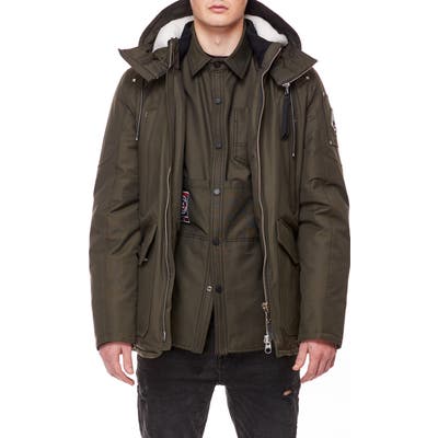 Moose Knuckles Millstream Down Hooded Jacket, Green