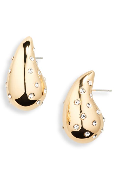 Crystal Embellished Teardrop Earrings