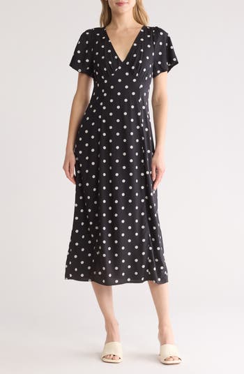 Madewell deals Faux-Wrap Midi Dress in Polka Dot