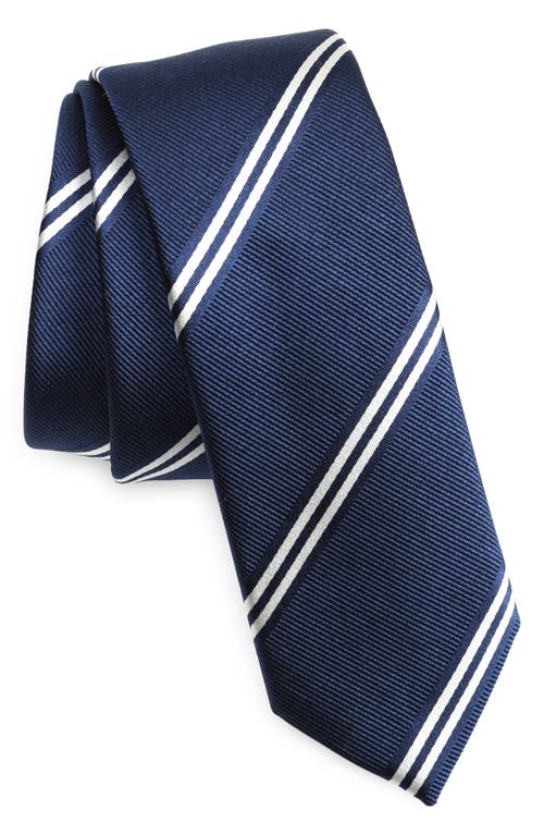 BOSS Stripe Silk Blend Tie in Bright Blue at Nordstrom