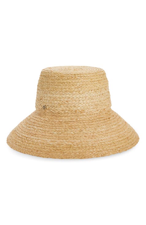 Kate Spade New York Wool Crown Straw Brim Fedora ONE SIZE