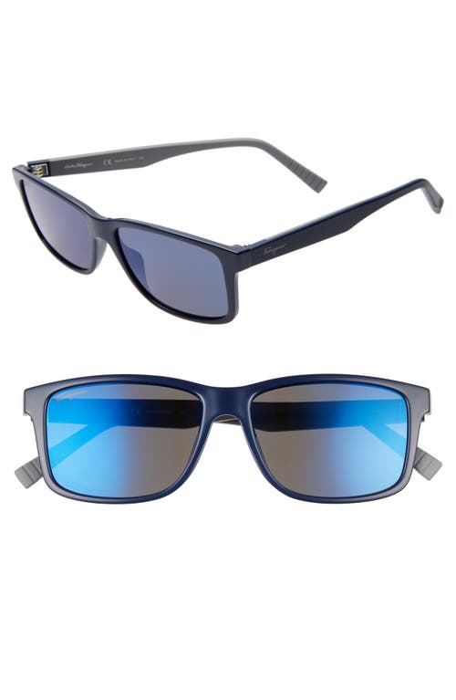 FERRAGAMO 57mm Square Sunglasses in Blue/grey at Nordstrom
