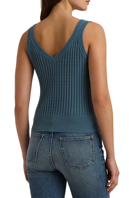 Shop Lauren Ralph Lauren Cropped Cotton Blend Sweater Tank Top In Blue Dusk