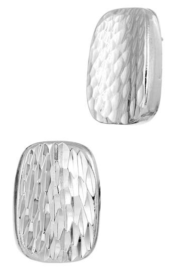 Savvy Cie Jewels Textured Oval Stud Earrings In White
