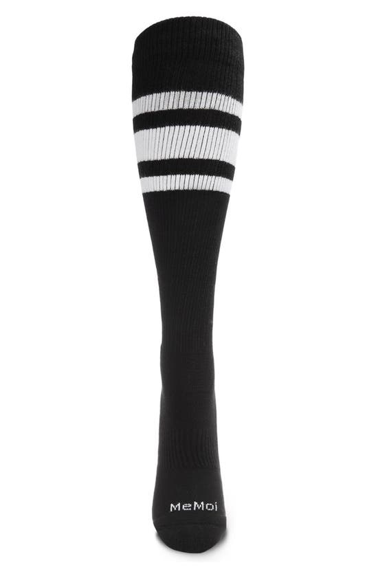 Shop Memoi Stripe Performance Knee High Compression Socks In Black