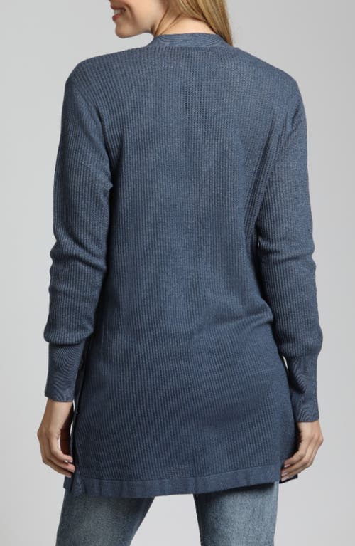 Apny Side Button Duster Cardigan In Heather Indigo