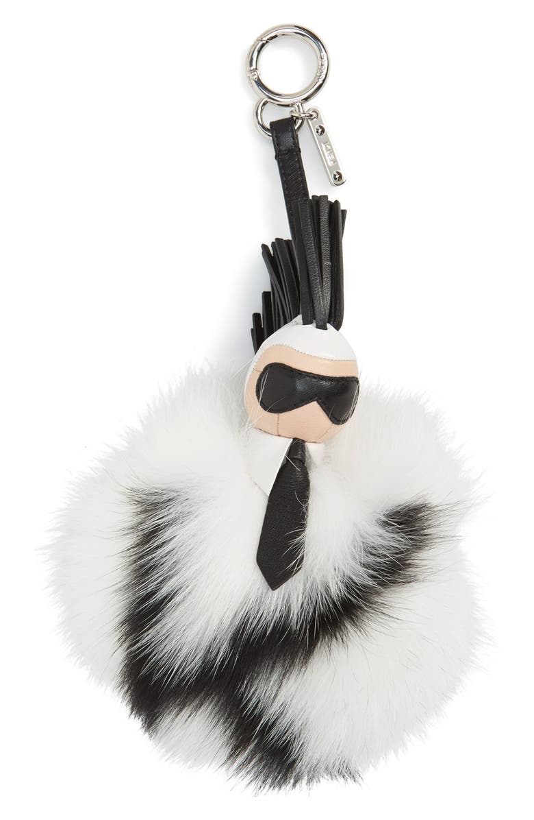 Fendi 'Pompom Karl' Genuine Fox Fur & Leather Bag Charm | Nordstrom