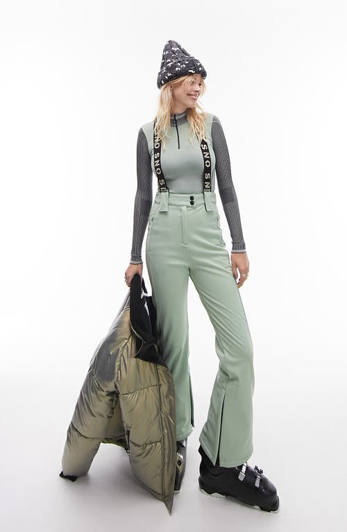 Topshop Sno High Waist Flare Ski Pants Medium Green at Nordstrom, Us