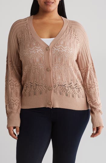 By Design Karina Crochet Cardigan In Taupe A/s