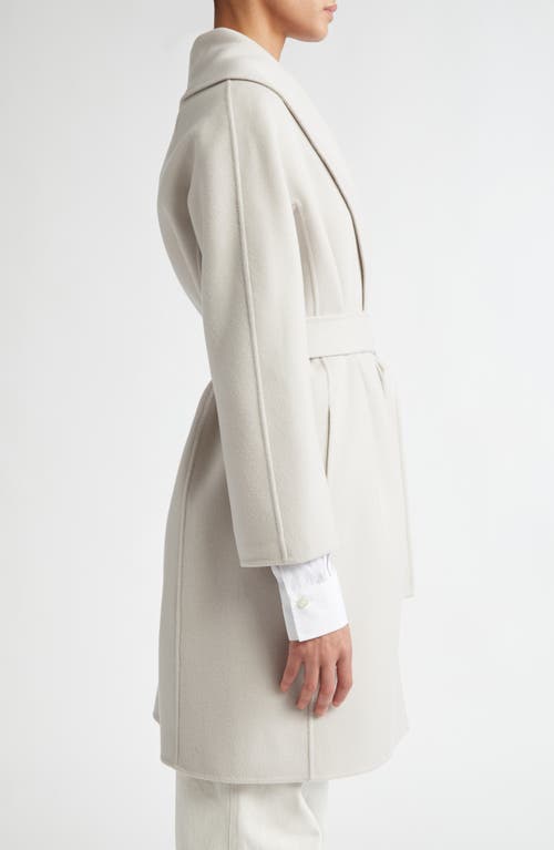 Shop Max Mara Messi Virgin Wool Belted Coat In Pearl Grey