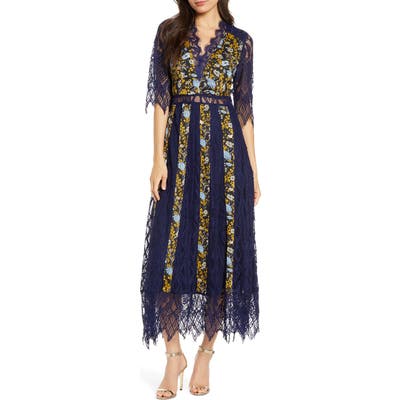 Foxiedox Josefine Lace & Clip Dot Tea Length Dress