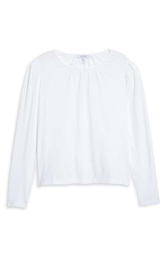 Derek Lam 10 Crosby Kary Puff Shoulder Long Sleeve Cotton Knit Top In Optic White