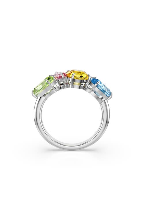 Swarovski Rhodium Plated Mixed Cuts Gema Ring In Multicolored