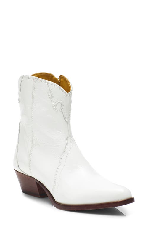 New Frontier Western Bootie in White Leather
