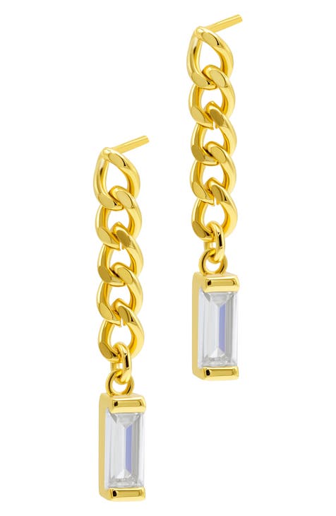 Chain Crystal Drop Earrings
