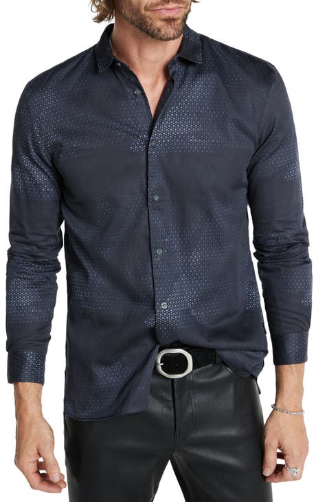 Ross Slim Fit Geo Print Cotton Button-Up Shirt