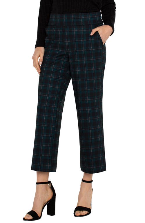 Shop Liverpool Mabel Windowpane Crop Wide Leg Pants In Dark Forest