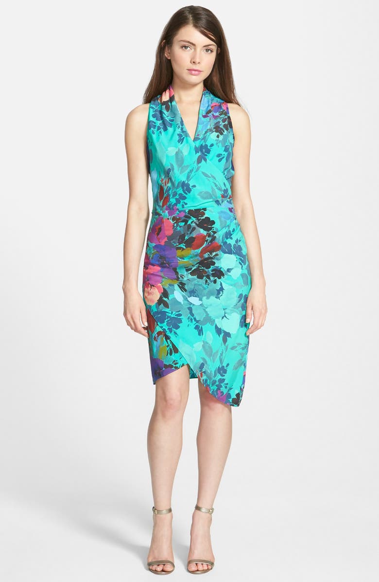 Nicole Miller Floral Print Silk Asymmetrical Faux Wrap Dress | Nordstrom