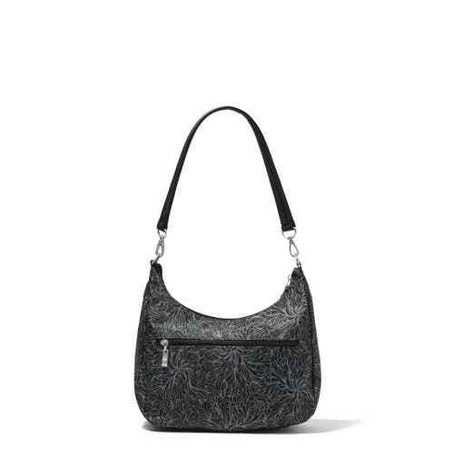 Baggallini Modern Pocket Half Moon Shoulder Bag In Midnight Blossom