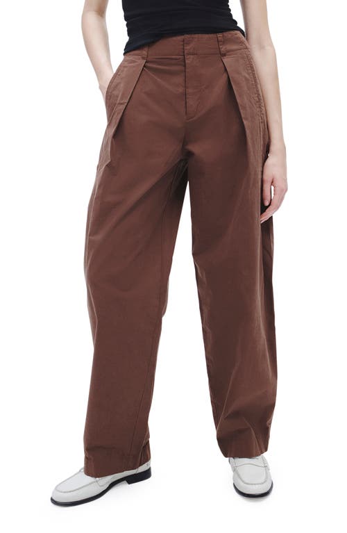 Rag & Bone Donovan Pleated Cotton Twill Wide Leg Pants In Brown