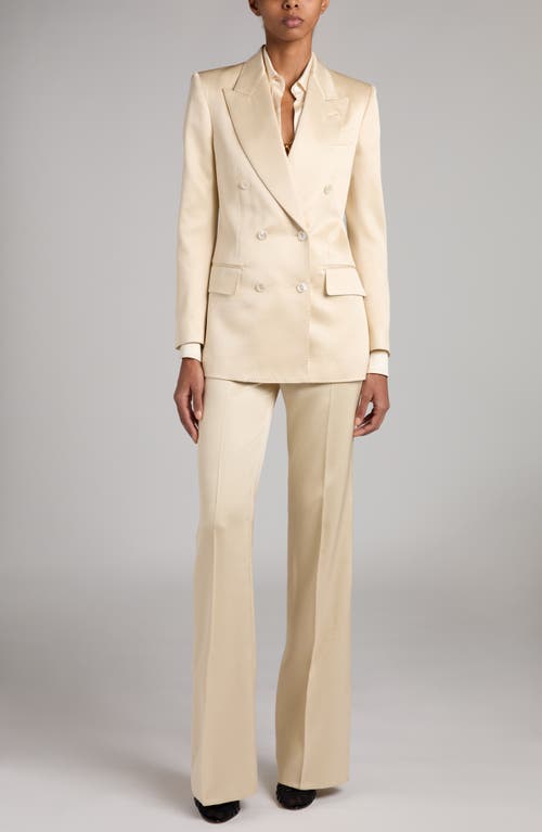 Shop Tom Ford Pleated Silk Charmeuse Button-up Shirt In Aw035 Off White