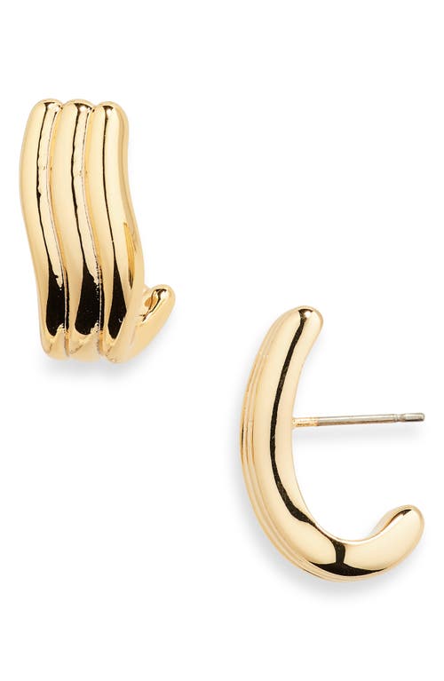 Ribbed Wavy Statement Earrings in Pale Gold