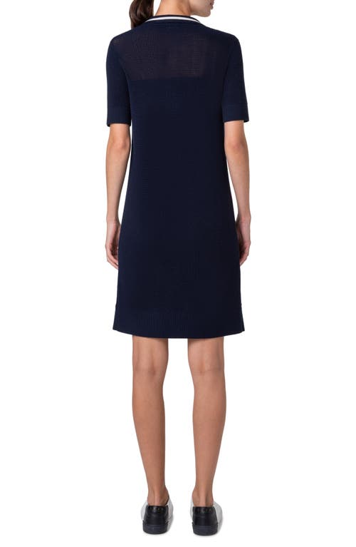 Akris Punto Signature Tipped Polo Sweater Dress In Ink-cream