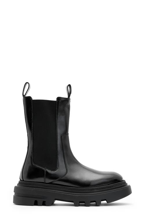 Shop Allsaints Alex Lug Sole Chelsea Boot In Black Shine