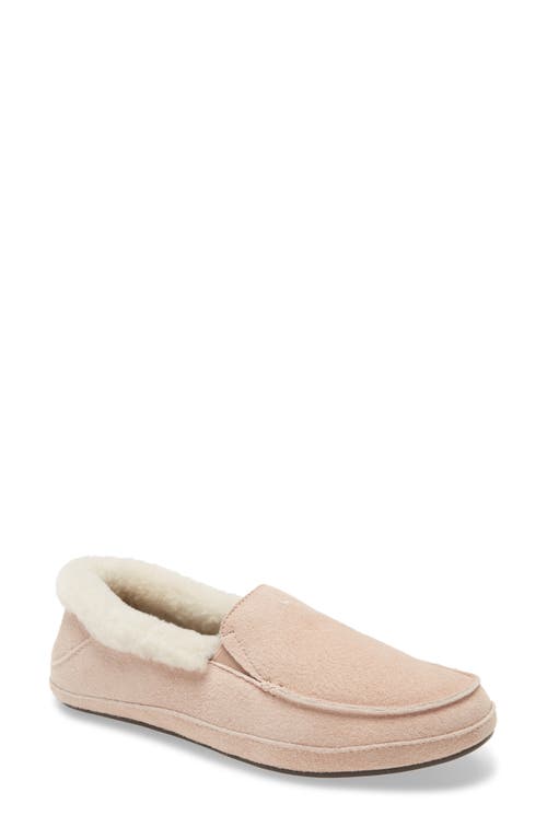 Shop Olukai Ku'una Genuine Shearling Slipper In Soft Pink/soft Pink Leather