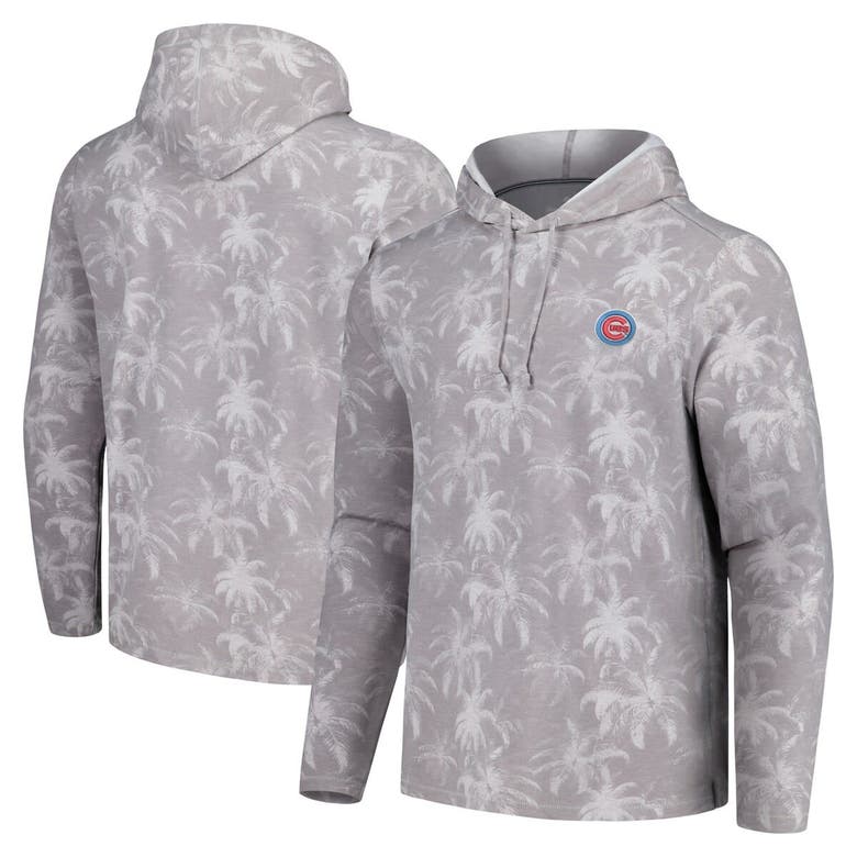 Shop Tommy Bahama Gray Chicago Cubs Palm Frenzy Hoodie Long Sleeve T-shirt