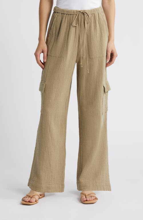 Shop Rails Christiano Wide Leg Cotton Gauze Cargo Pants In Olive