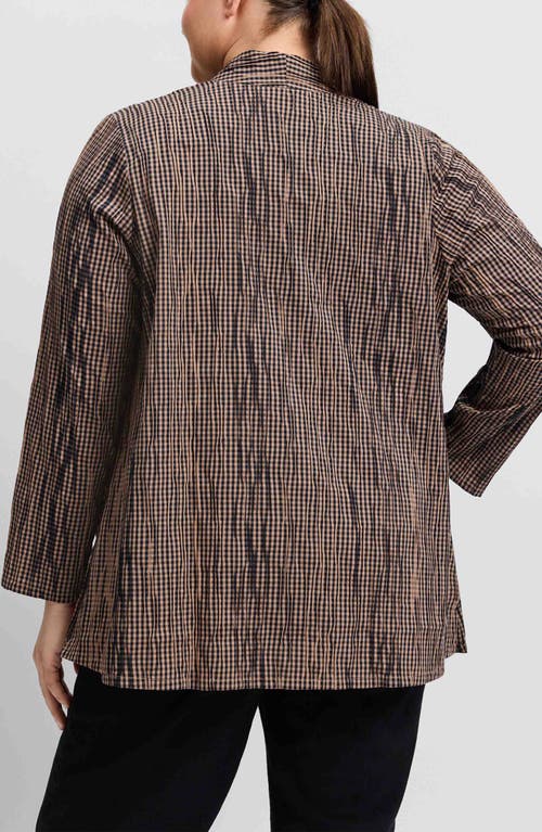 Shop Foxcroft Alana Gingham Crinkled Jacket In Almond/black