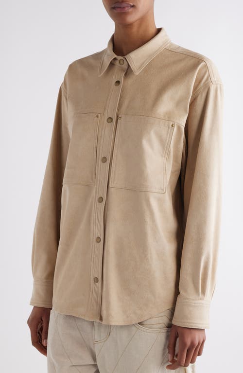 Shop Isabel Marant Gabiela Faux Suede Snap-up Shirt In Light Beige