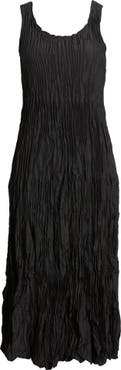 Eileen fisher dress women’s medium M black silk tiered ruffle tank dress  office 